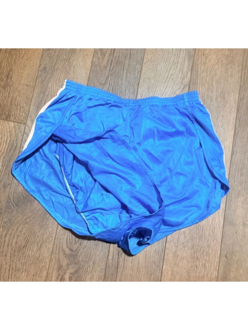 80s Adidas Shiny Nylon Sprinter Shorts Ladies Large Blue White Trefoil USA retro - Picture 5 of 8